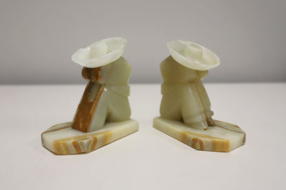 "Sleeping Man" Mexican Onyx Quartz Stone Bookends