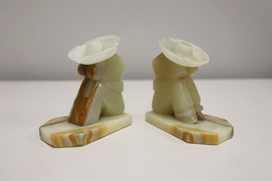 "Sleeping Man" Mexican Onyx Quartz Stone Bookends