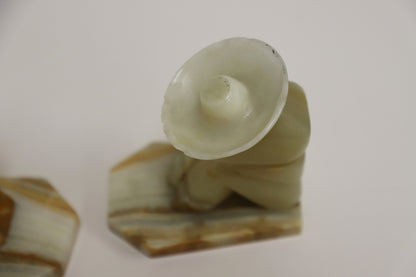 "Sleeping Man" Mexican Onyx Quartz Stone Bookends