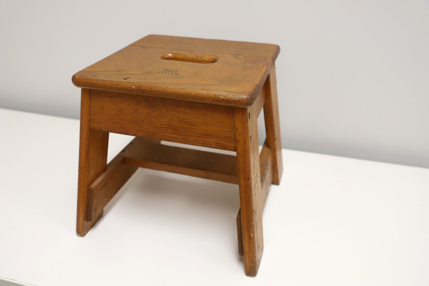 Antique Bell Telephone Company Lineman’s Work Oak Stool