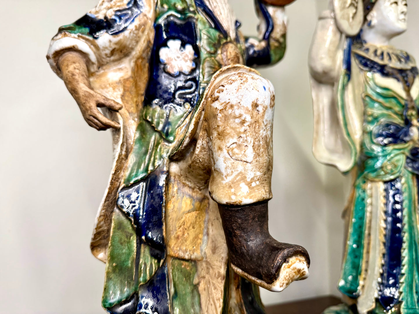 Pair of Handmade Asian Ceramic Statues