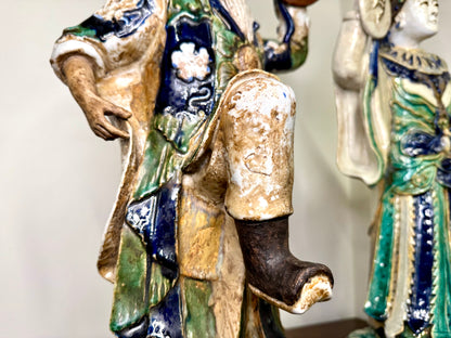 Pair of Handmade Asian Ceramic Statues