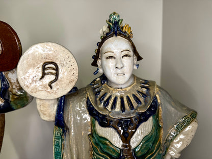 Pair of Handmade Asian Ceramic Statues