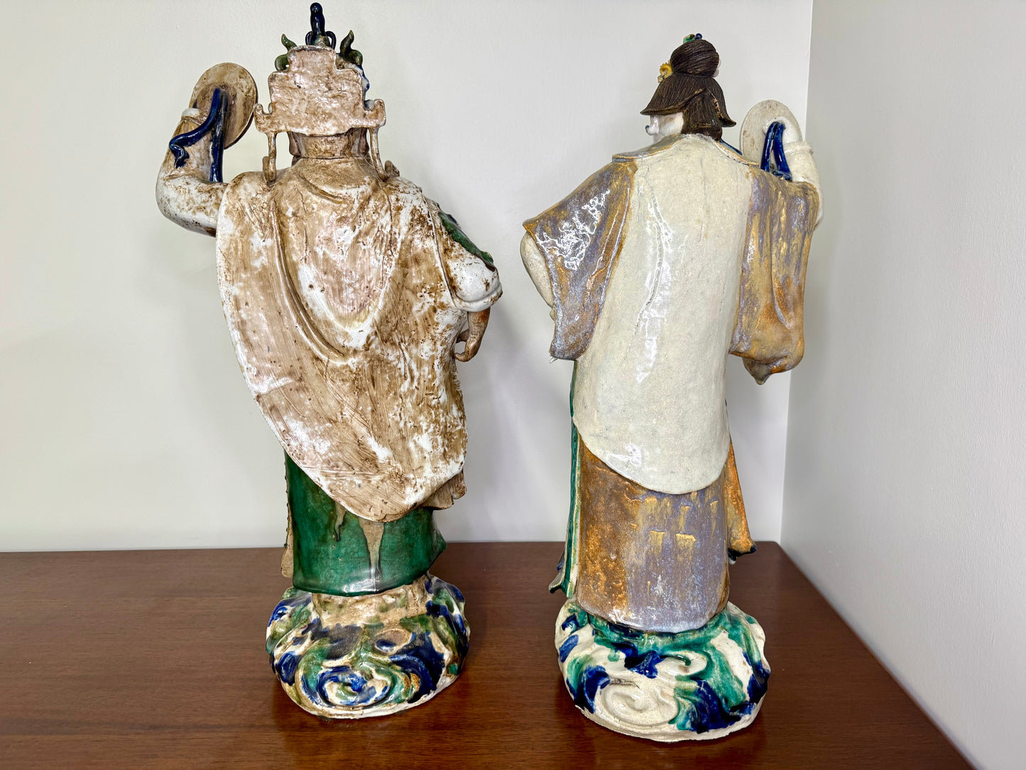 Pair of Handmade Asian Ceramic Statues